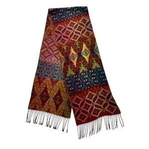 Fraas Cashmink Scarf Multicolor Geometric Pattern 71” 100% Acrylic